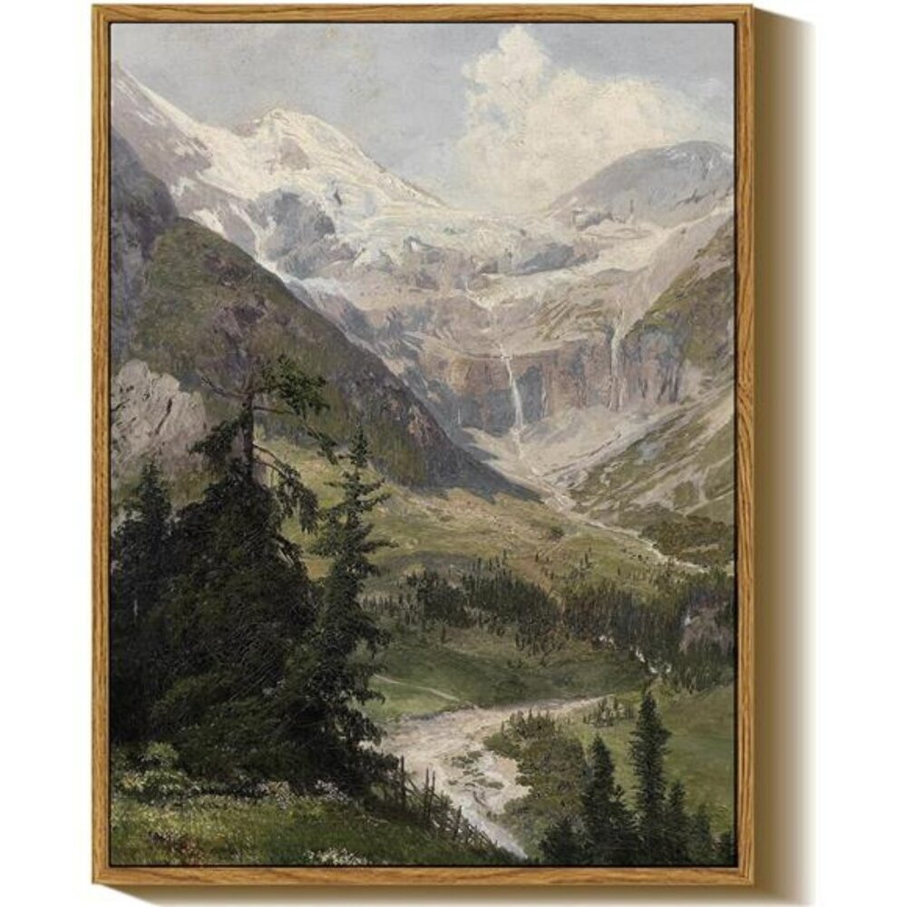 Mountain Landscape Wall Art Framed Rustic Nature Decor for Living Room